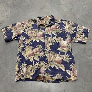 Tori Richard Men's Pineapple Hawaiian Shirt Button Up Size Large Beach Vacation‎